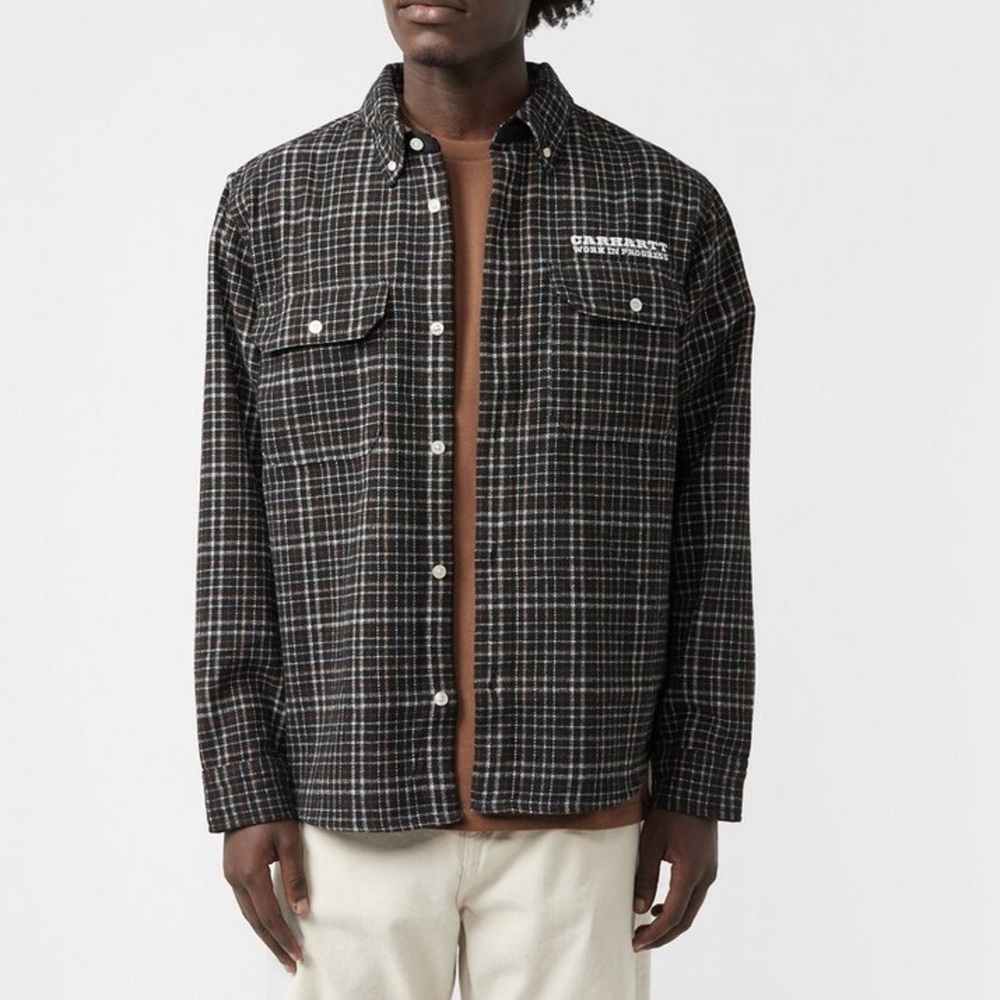 Carhartt WIP Runaway Millett‎ Logo Check Twill Shirt Size Medium - Picture 8 of 9